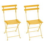 Chaises de jardin, Chaise Bistro Metal, 2 pièces, miel texturé, Jaune