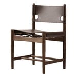 Fredericia Sedia da pranzo The Spanish, pelle scura marrone - rovere affumicato
