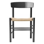 Dining chairs, J39 Mogensen chair, black painted beech - paper cord, Black