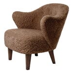 Fauteuils, Fauteuil lounge Ingeborg, peau de mouton Sahara - chêne fumé, Marron