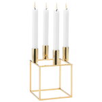 Candleholders, Kubus 4 candleholder, gold-plated, Gold