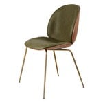 Dining chairs, Beetle chair, antique brass - walnut - army leather Soft, Brown