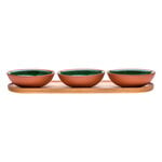 Bowls, Earth bowl 0,2 L, set of 3 + tray, moss green, Orange