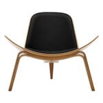 CH07 Shell lounge chair, oiled oak - black leather Thor 301