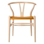 Carl Hansen & Søn CH24P Wishbone chair, soaped beech - Loke leather light brown