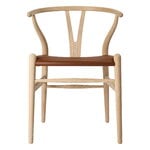 Carl Hansen & Søn CH24P Wishbone chair, soaped oak - Loke leather dark brown