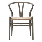 Dining chairs, CH24 Wishbone chair, soft slate - natural cord, Brown
