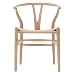 Chaises de salle à manger, Chaise CH24 Wishbone, chêne huilé blanc - corde naturelle, Naturel