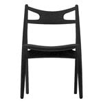 Dining chairs, CH29P chair, black oak- black leather Loke 7150, Black
