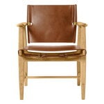 Dining chairs, BM1106 Huntsman chair, oiled oak - cognac leather - brass, Brown