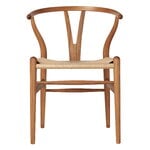 Dining chairs, CH24 Wishbone chair, oiled teak - natural cord, Brown