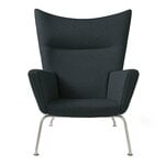 Carl Hansen & Søn CH445 Wing lounge chair, stainless steel - dark grey