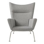Carl Hansen & Søn CH445 Wing lounge chair, stainless steel - grey