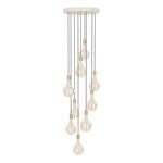 Pendant lamps, Brass Nine pendant with Voronoi II bulbs, White