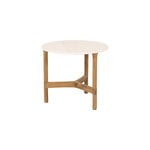 Patio tables, Twist coffee table, diam. 45 cm, teak - travertine look, White