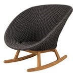 Outdoor lounge chairs, Peacock rocking chair, teak - dark grey, Gray
