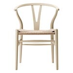 Ruokapöydän tuolit, CH24 Wishbone tuoli, soft barley - paperinaru, Beige