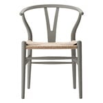 Matstolar, CH24 Wishbone-stol, mjuk lera - naturlig snöre, Grå