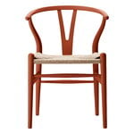 Chaises de salle à manger, Chaise CH24 Wishbone, terracotta douce - corde naturelle, Naturel