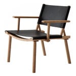 Armchairs & lounge chairs, December Lounge chair with armrests, oak - black leather, Black
