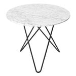 Dining tables, Dining O table, 80 cm, black - white marble, White