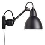 , Lampe Gras 304 CA wall lamp, round shade with cable, black, Black