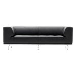 Soffor, Delphi 2-sits soffa, borstad aluminium - svart läder Max 98, Svart