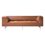 Delphi 2-istuttava sohva, harj. alumiini - konjakki nahka Max 95