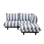 Outdoor sofas, Paletti set sofa, 3 modules, right, stripe ocean blue, White