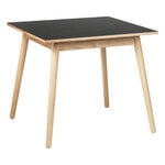 C35A dining table, 82 x 82 cm, oak - black linoleum
