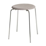 Dot stool, lava grey leather - chrome