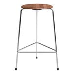 Fritz Hansen High Dot bar stool, 76 cm, chrome - walnut veneer