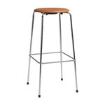 Fritz Hansen High Dot bar stool, 76 cm, chrome - walnut brown leather