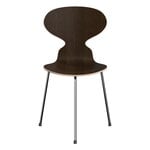 Chaises de salle à manger, Chaise Ant 3100, 3 pieds, chêne teinté foncé - chrome, Marron