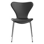 Esszimmerstühle, Series 7 3107 Stuhl, Chrom - schwarzes Essential Leder, Schwarz
