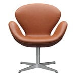 Fritz Hansen Swan 3320 lounge chair, brushed aluminum - Grace walnut leather