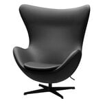 Armchairs & lounge chairs, Egg lounge chair, black - leather Essential black, Black