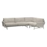 Sofas, PL114 Lissoni corner sofa, right, matt polished steel -Clay 0012, Gray