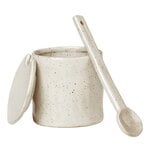Flow jam jar with spoon, off - white speckle