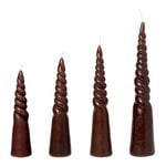 Candles, Twisted candle, 4 pcs, brown, Brown