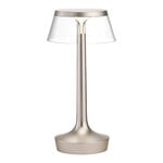 Flos Bon Jour Unplugged table lamp, matt chrome - clear