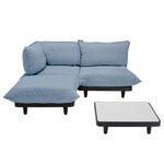 Utomhussoffor, Paletti soffa, 3 moduler + bord, vänster, stormblå, Ljusblå