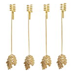 Oak leaf Weihnachtsbaumkerzenhalter, Set von 4, Messing