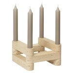 Newel modular candleholder set, travertine