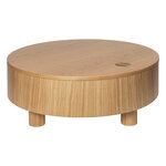 Tavolo contenitore Olles, diametro 80 cm, impiallacciato rovere naturale