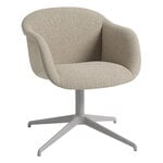 Muuto Fiber Soft armchair, swivel base, Ecriture 240 - grey