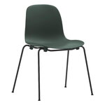 Dining chairs, Form chair, stacking, black steel - green, Green