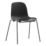 Chaises de salle à manger, Chaise empilable Form, acier noir - noir, Noir