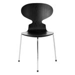Chaises de salle à manger, Chaise Ant 3100, 3 pieds, frêne noir - chrome, Noir