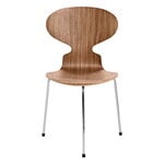 Dining chairs, Ant chair 3100, 3 legs, clear lacquered walnut - chrome, Brown
